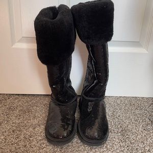 Ugh black knee height sequin boots